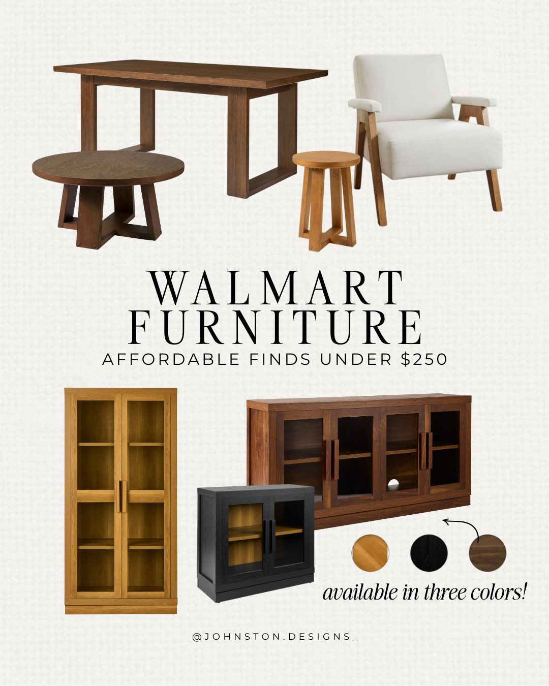 Walmart home favorites from Better Homes & Gardens Ezra collection!  Affordable home furnishing, furniture finds, decor, walnut, light oak honey, black, bench, living room, bedroom, cabinet, Walmart finds. 

 #LTKHome