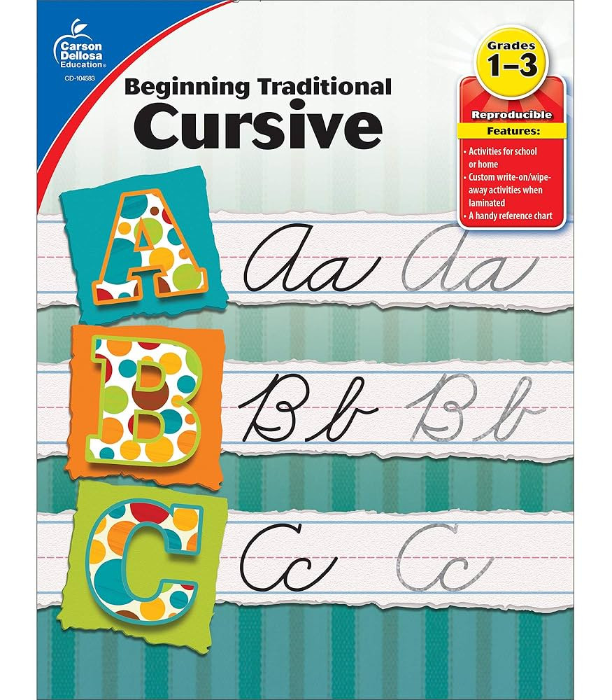 Carson Dellosa Grades 1-3 Beginning Traditional Cursive Handwriting Workbook, Writing Book With D... | Amazon (CA)