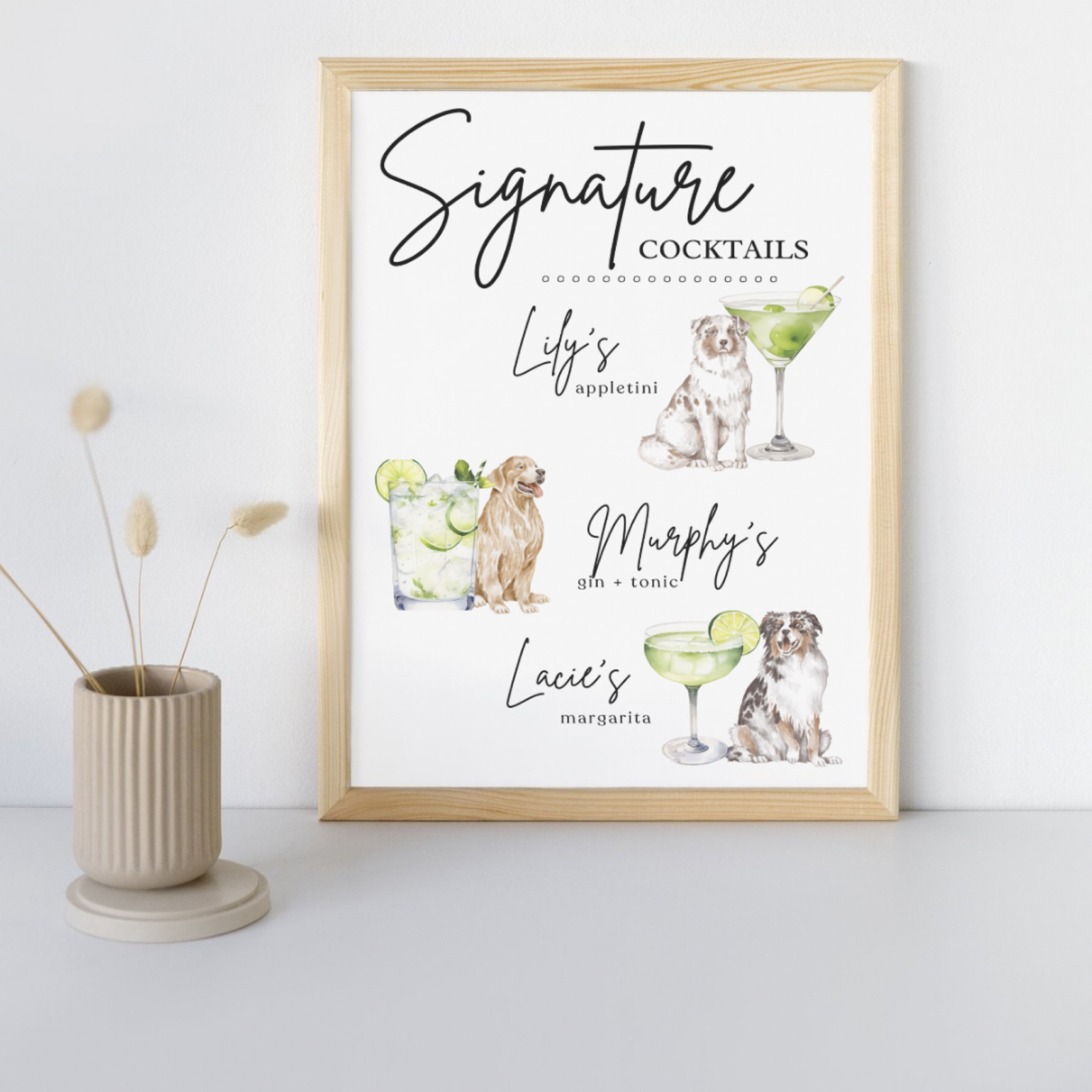 drink bar menu for a wedding or any type of party for anyone who is looking for a way to incorporate their furry friends into their celebration 🫶🏻

#LTKParties #LTKSaleAlert #LTKWedding