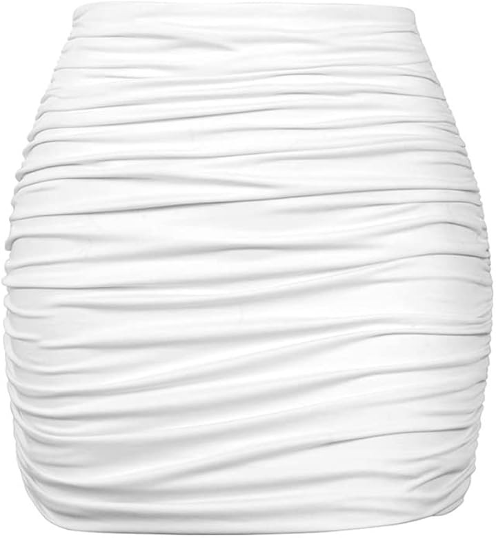 YMDUCH Women's Sexy High Waist Solid Tight Ruched Bodycon Mini Club Skirt | Amazon (US)