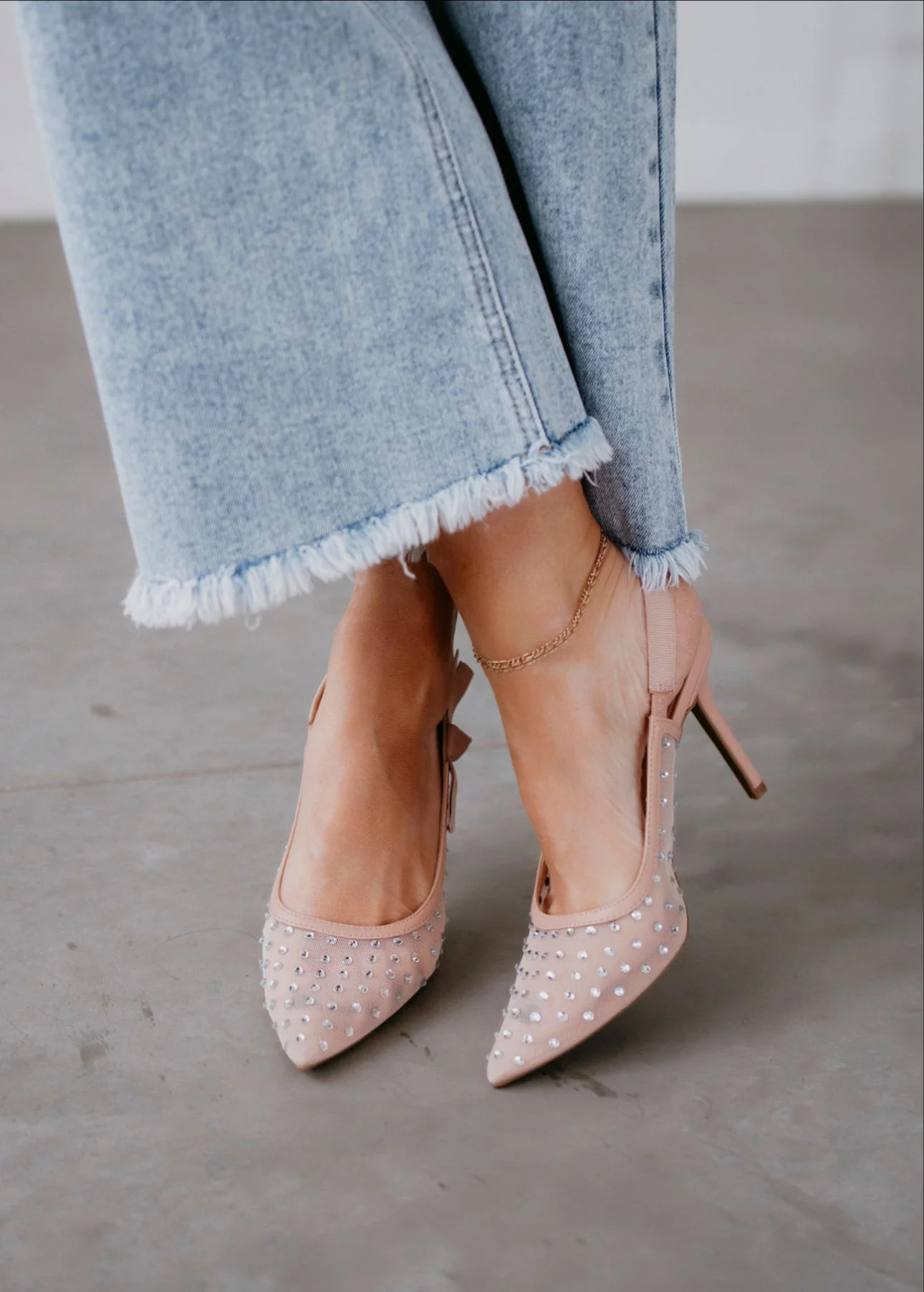 Calista Mesh Studded Heels | Lauriebelles