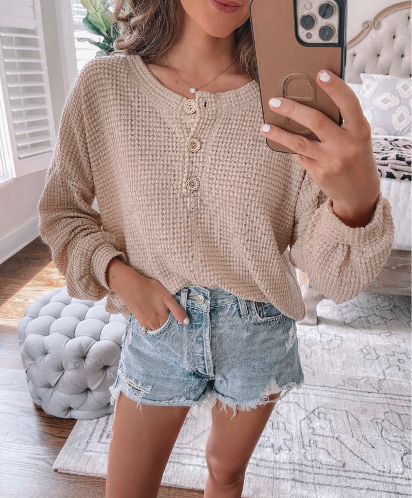 Casual outfit! Crewneck, sweater, buttons, denim, jean shorts

#LTKFindsUnder50 #LTKSeasonal #LTKBacktoSchool