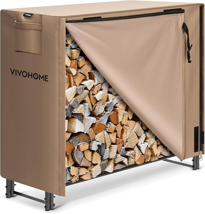 VIVOHOME 4 ft Heavy Duty Firewood Rack Outdoor with Cover, Fire Wood Storage Rack, Log Holder and... | Amazon (US)