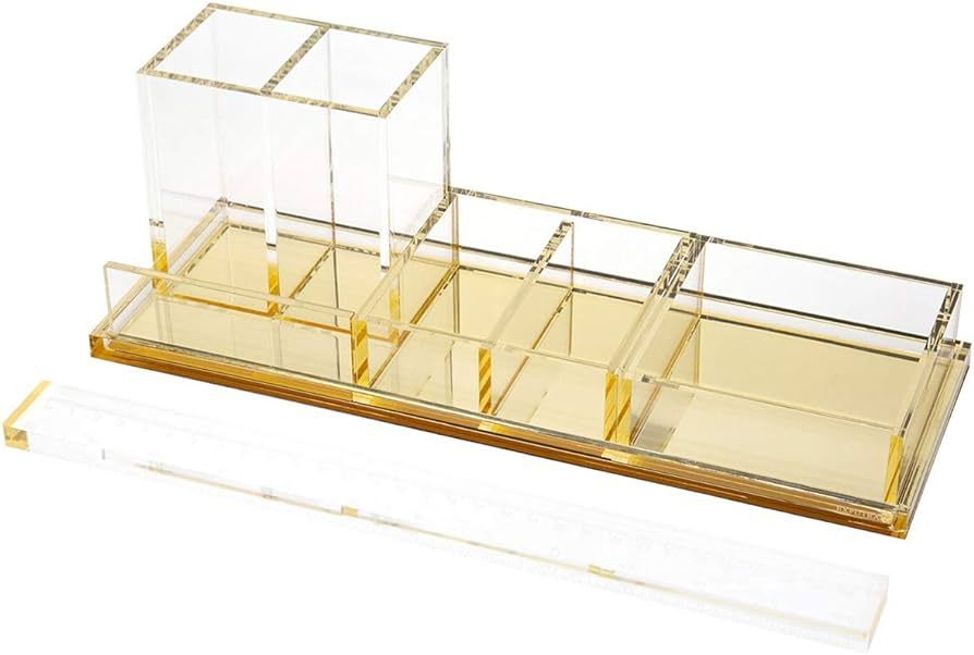 EXPUTRAN Acrylic Desk Organizer 4-Piece Desk Kit + Free Complimentary Acrylic Ruler, Desktop Orga... | Amazon (US)