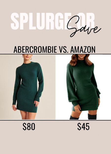Amazon fashion 
Amazon deal
Abercrombie sale 
Sweater dress
Sweater mini dress
Mock neck sweater dress
Green sweater dress
Christmas sweater
Holiday outfit 
Splurge or save 
Look for less 
Gifts for her 

#LTKSeasonal #LTKstyletip #LTKHoliday