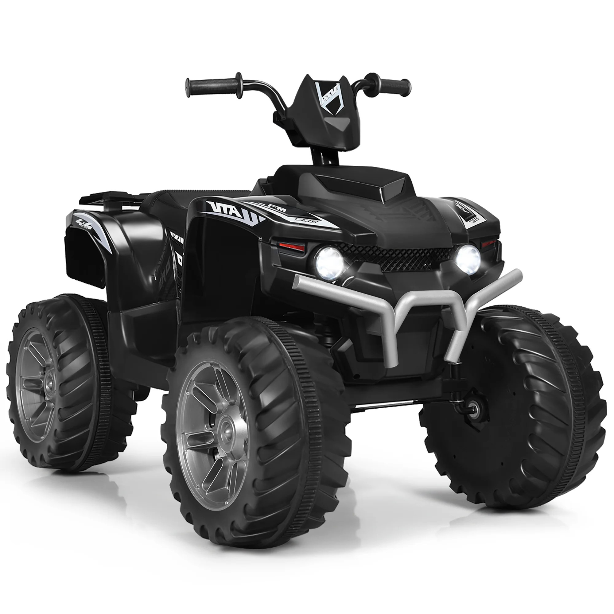 Costway 12V Kids 4-Wheeler ATV Quad Ride On Car w/ LED Lights Music  USB Black | Walmart (US)