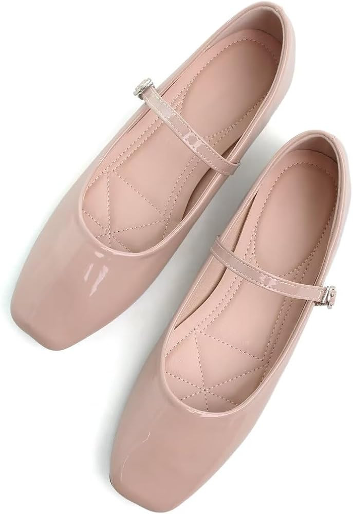 TN TANGNEST Leather Flats for Women Comfortable Square Toe Slip On Flats Soft Work Flats Retro Ma... | Amazon (US)