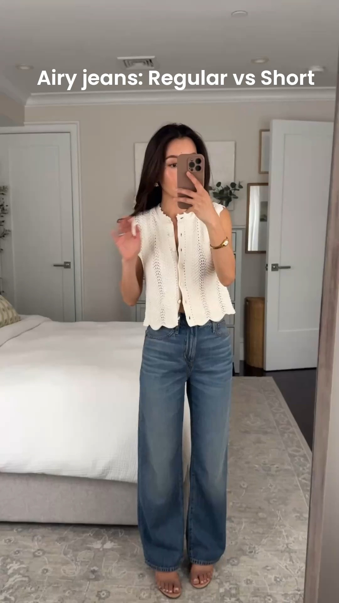 on sale with code LTK20 - Size info below
• Wide-Leg Jean in Airy Denim 24 Regular vs petite, so soft and lightweight. I’m 5 feet tall.
The regular waist ran bigger so I’d possibly size down to 23 regular 

• Cotton crochet top xxs, soo cute. looser fit with petite friendly length

• schutz block heel sandals 5.5, marc fisher flat sandals 5.5

Petite friendly jeans, button down top, easy mom outfit

Comment SHOP below to receive a DM with the link to this post on my LTK ⬇ https://liketk.it/6cWoY

#LTKPetite #LTKmomlife #LTKootd
