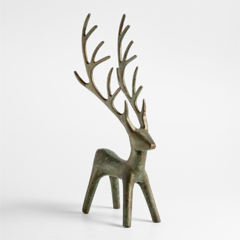 Antique Green Verdigris Holiday Reindeer Large 22" | Crate & Barrel | Crate & Barrel