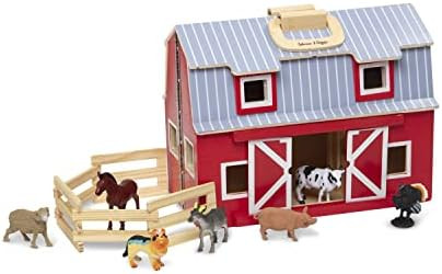 Melissa & Doug Fold and Go Wooden Barn With 7 Animal Play Figures | Amazon (US)
