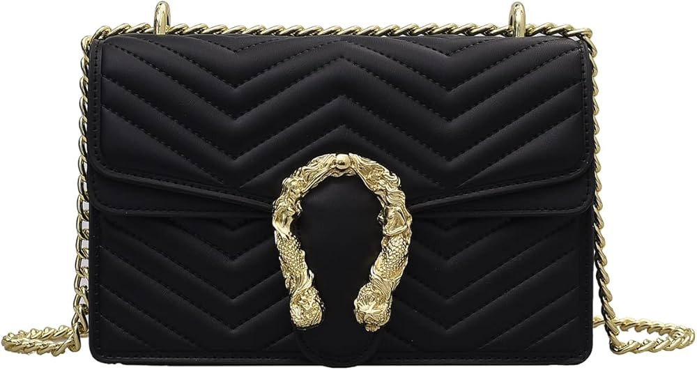 TAGDOT Fashion Metal Chain Shoulder Crossbody Bags for Women Handbag Purses Vegan Leather Clutche... | Amazon (US)