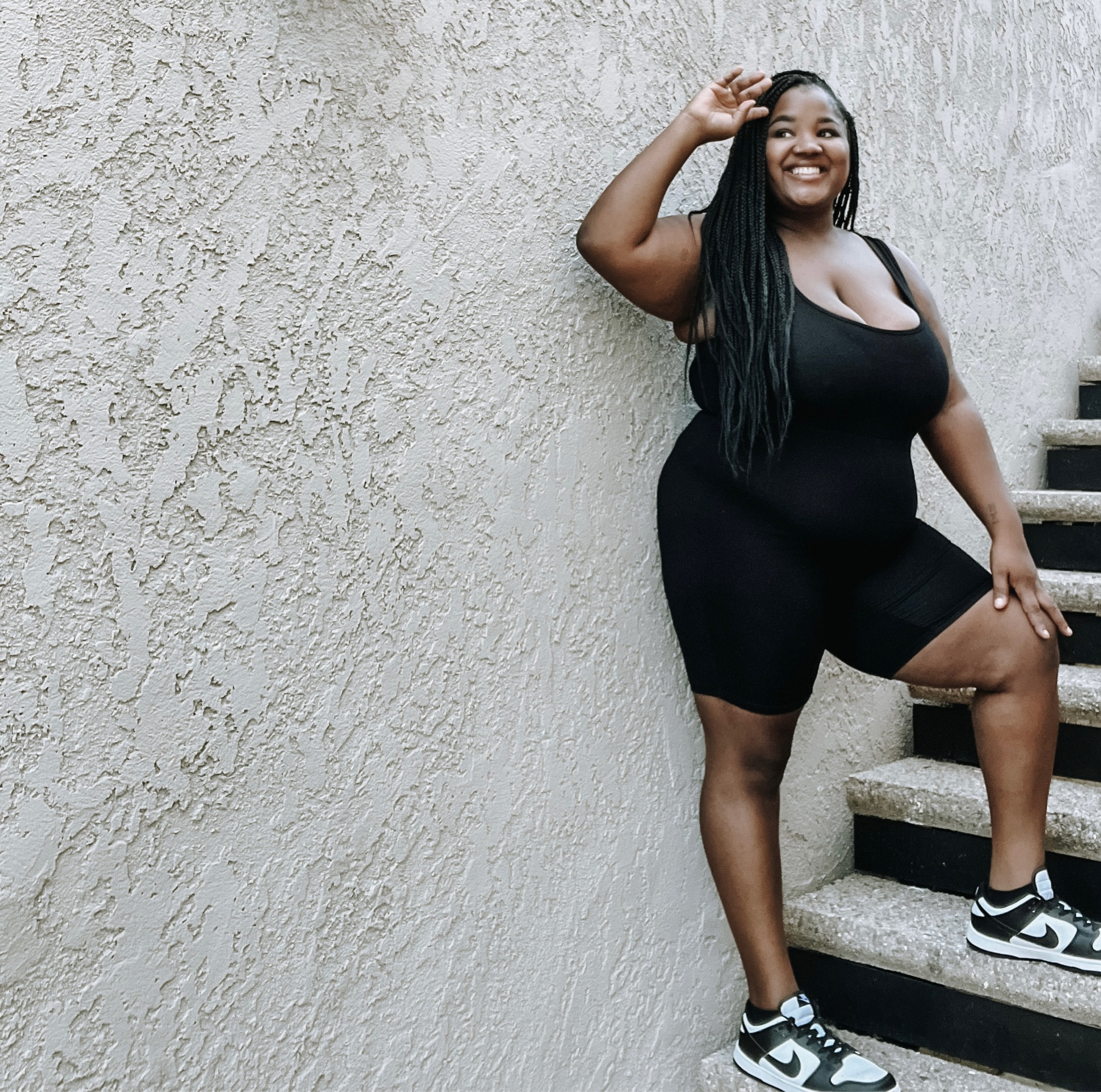 Took my braids out & I miss them!! It’s so freeing to have a protective style especially with having minimal time to get ready in the morning 😩 

New style loading ✨

Romper: @shein 
Shoes : @nike 

Click link in bio to shop 🖤⬆️

#content30 #day1 #contentchallenge #plussize #basiclooks #momootd #protectivestyles 

#LTKcurves #LTKunder50 #LTKstyletip