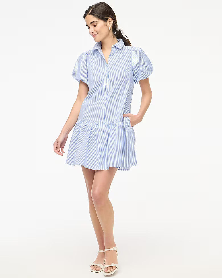 Striped bubble-sleeve shirtdress | J.Crew Factory