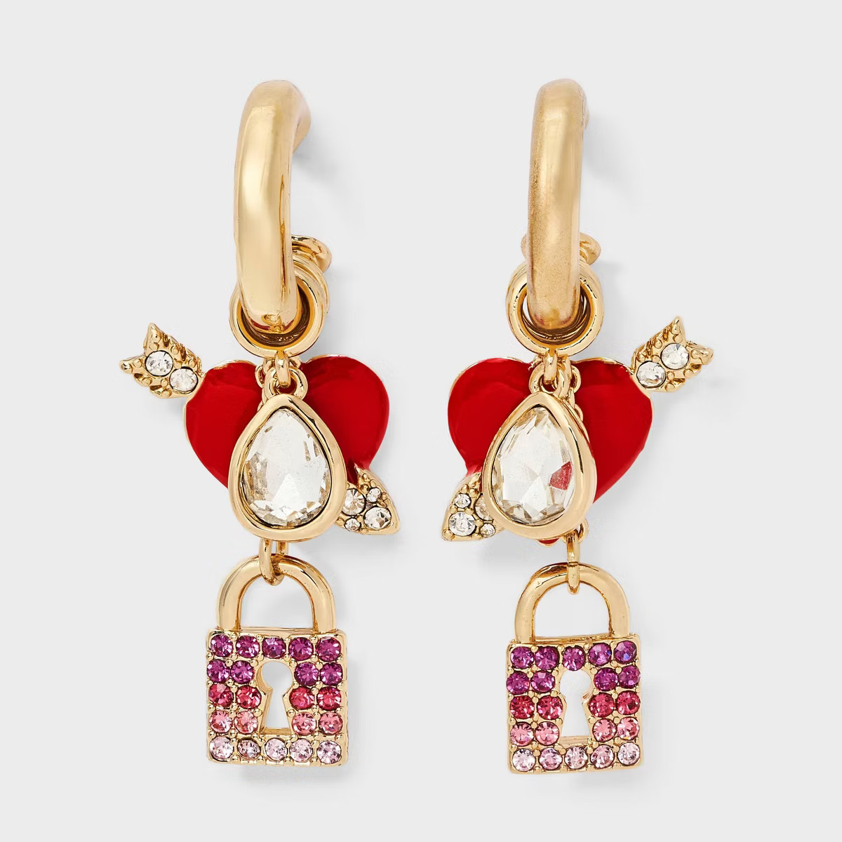 SUGARFIX By BaubleBar Locked In Love Hoop Earrings - Pink | Target