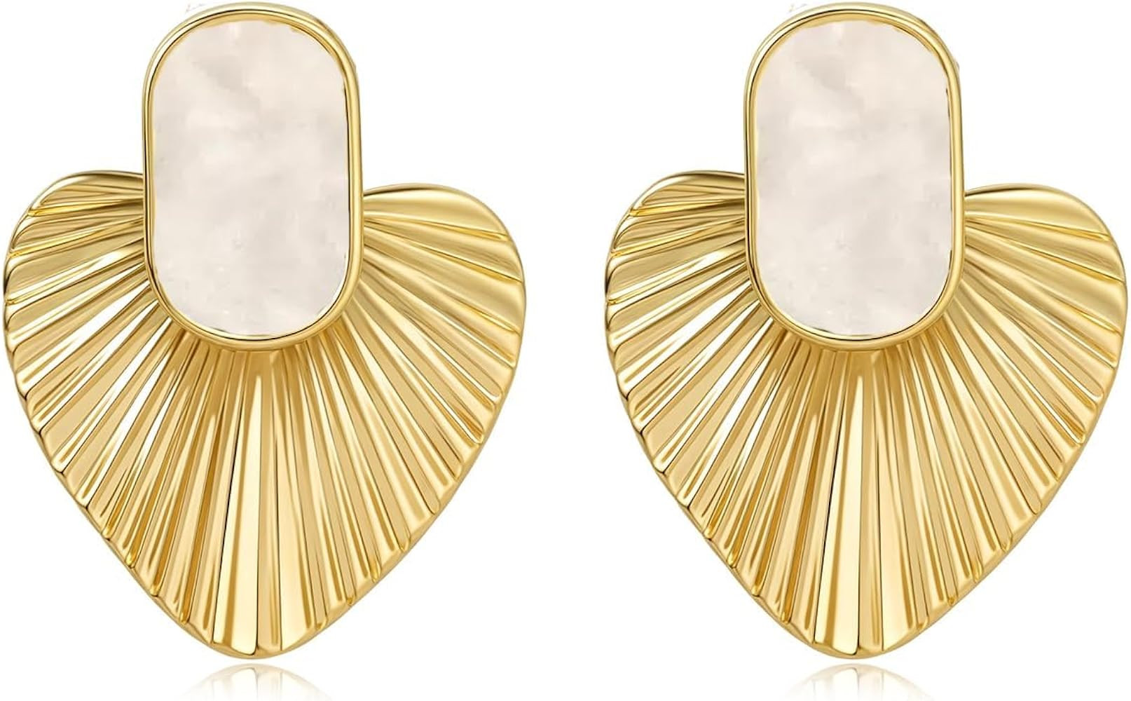 Black/White/Red/Green/Blue/Brown Heart Earrings for Women, 24K Gold Plated Vintage Gold Earrings ... | Amazon (US)