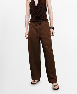 Women's Paper Bag Cotton Pants | Macy's