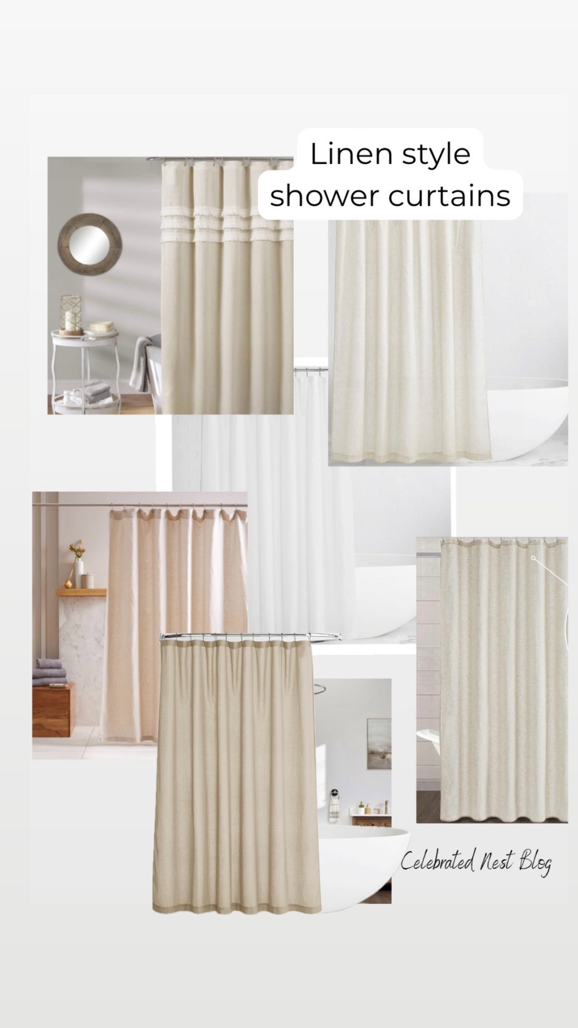 Elevate your bath with a linen shower curtain. Neutral, understated and polished! #showercurtain #highendlook #modernshowercurtain #modernbath 