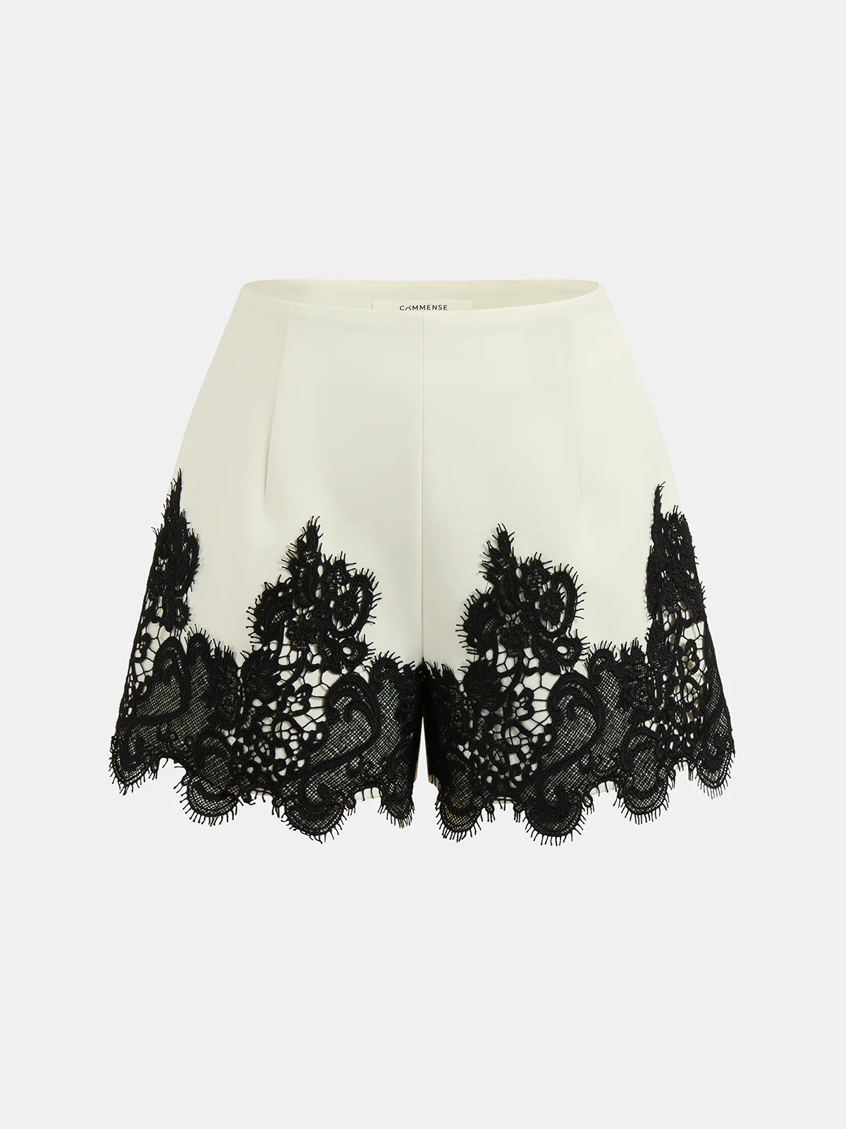 Contrast Lace Trim Mid-Waist Shorts | Commense