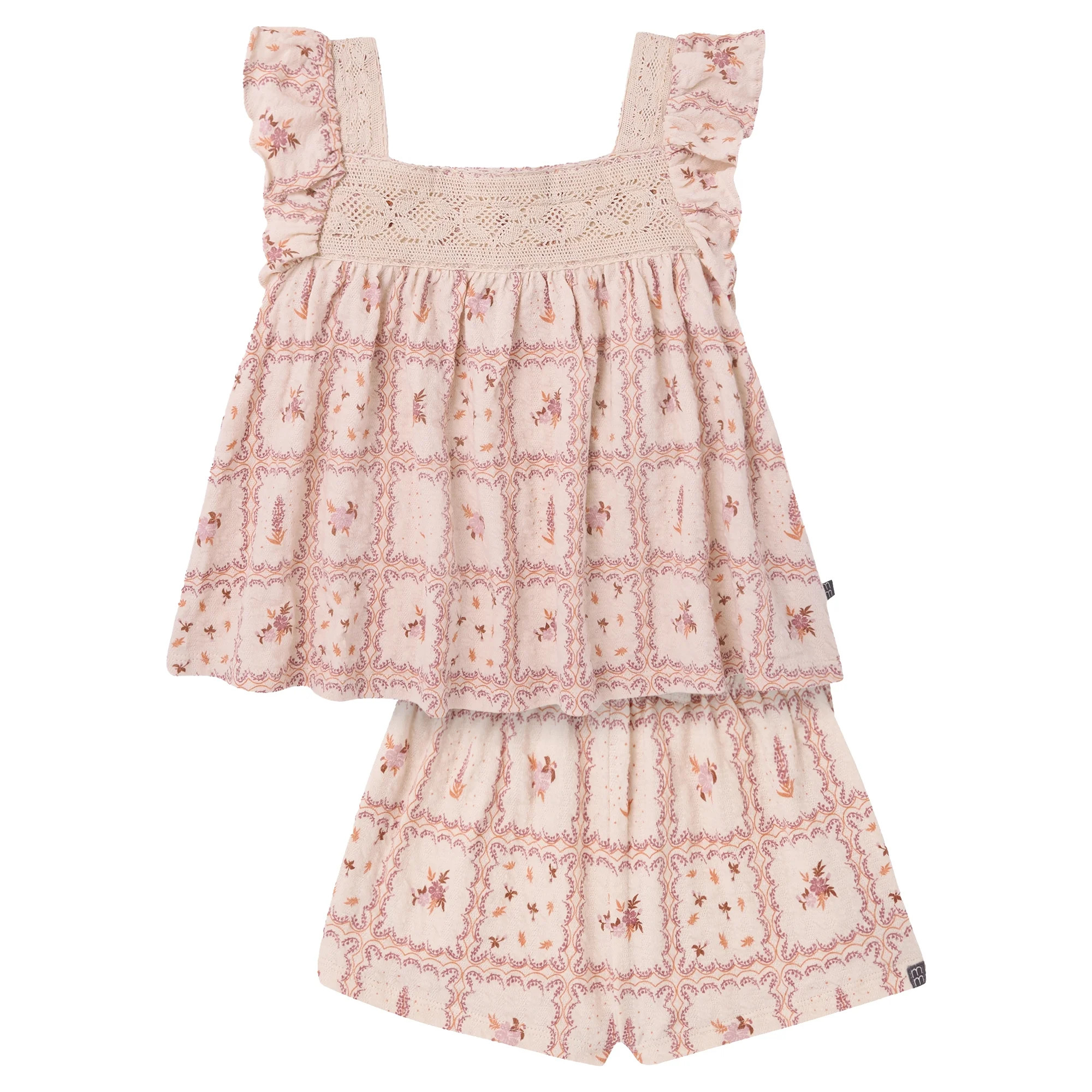 Modern Moments by Gerber Toddler Girl Square Neck Ruffle Outfit Set, 2-Piece, Sizes 12 Months - 5... | Walmart (US)