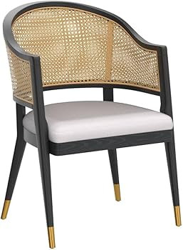 Safavieh Couture Home Collection Rogue Black/Natural Rattan Living Room Dining Accent Chair (Full... | Amazon (US)