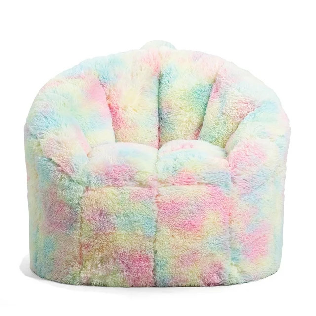 Big Joe Milano Bean Bag Chair, Unicorn Rainbow Tie Dye Plushie Fur, Soft Faux Fur, 2.5 feet | Walmart (US)