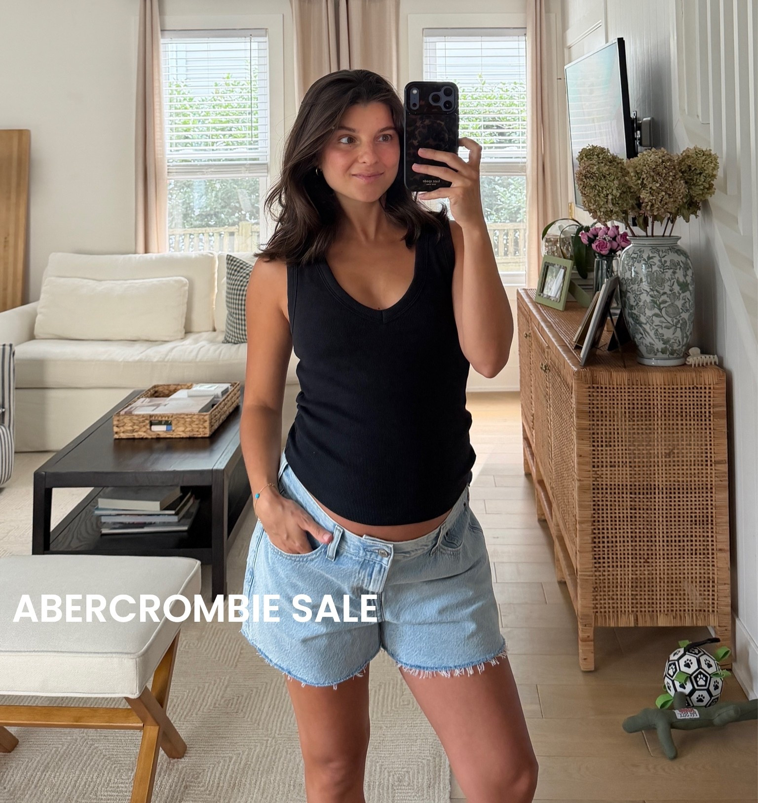 [7/30/26] @abercrombie currently $50 Off $150+, or $25 Off $100 almost everything | living in these easy tanks that work perfectly with the bump, come in so many colors. Shorts are low-rise and perfect in my third trimester, wearing size 29

#LTKBump #LTKPetite #LTKSaleAlert