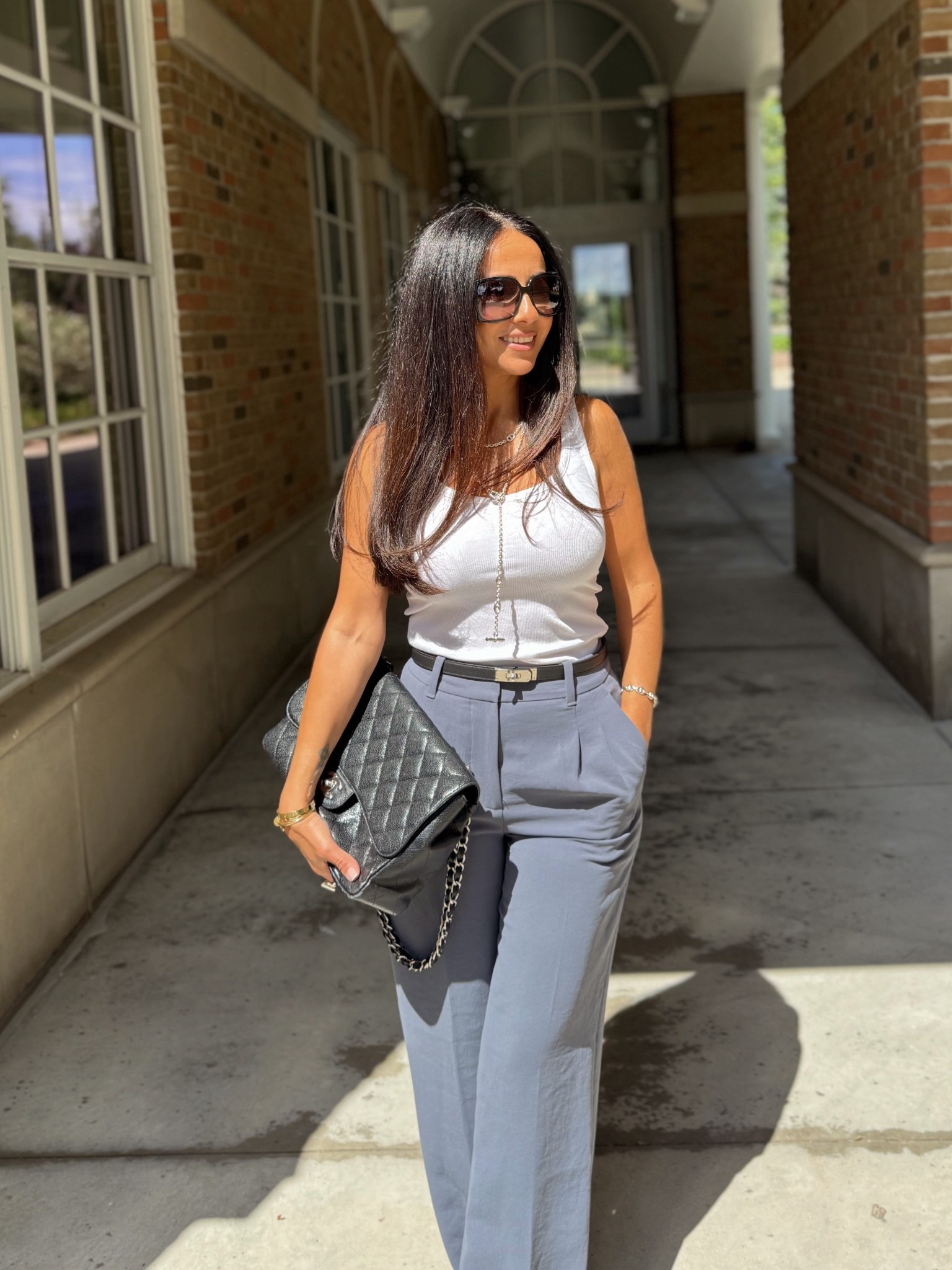 A go-to-look 
Trousers + ribbed tank 
Belt is Hermes (linking a look for less) 

Trouser size: 0 regular length 
Tank top:Xxs 

Effortless pants | Aritzia | old navy top | Rita Salmo | petite fashion 

#LTKOver40 #LTKPetite