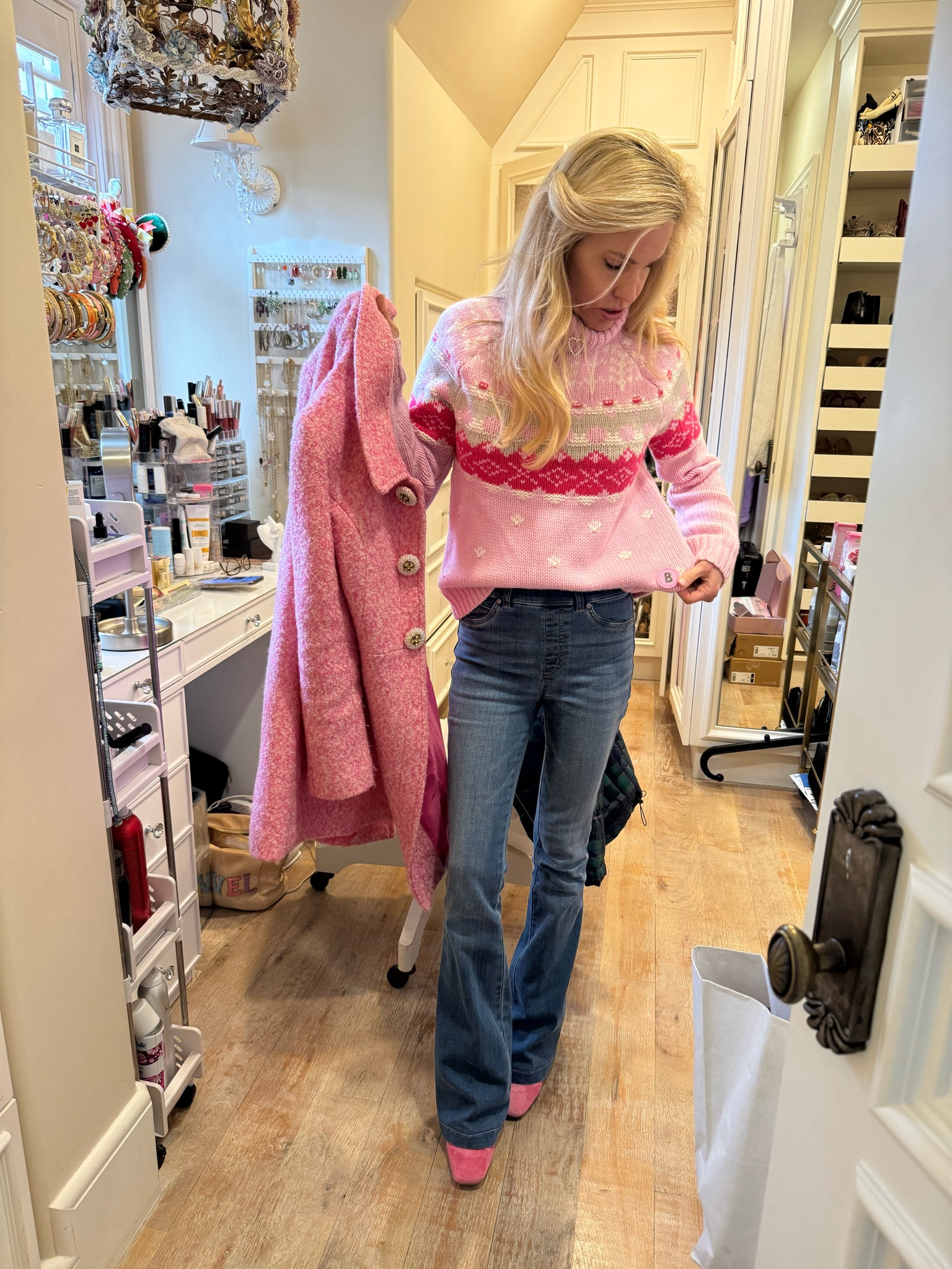 Pink OOTD! My jeans are on sale for 40% off and linked a similar fair isle sweater 💗

#LTKShoeCrush #LTKFindsUnder100 #LTKStyleTip