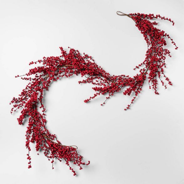 72" x 6.5" Artificial Mistletoe Berries Garland Red - Threshold™ | Target