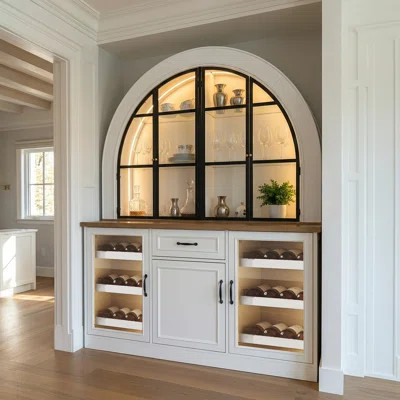63" W Sideboard Cabinet Buffet Storage Cabinet With Arched Huttch | Wayfair North America