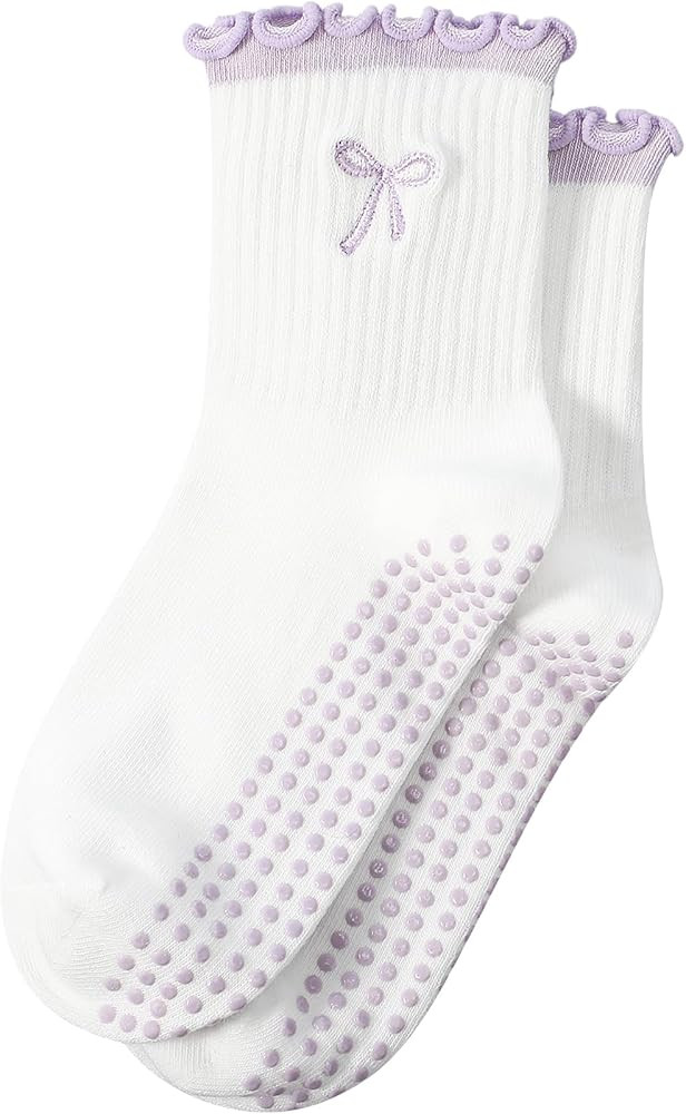 Jeyiour Women Cute Pilates Socks Nonslip Ruffle Yoga Socks with Grip Valentines Pilates Yoga Gift... | Amazon (US)