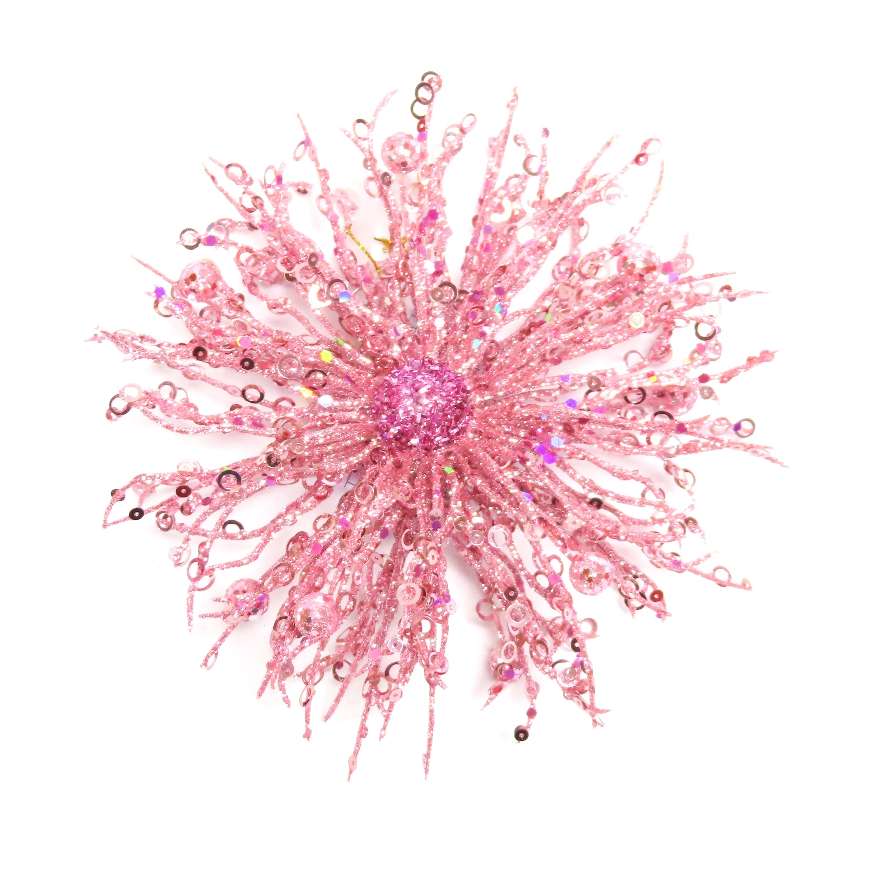 Holiday Time Blushful Pink Glitter Starburst Decorative Accent Christmas Ornament | Walmart (US)