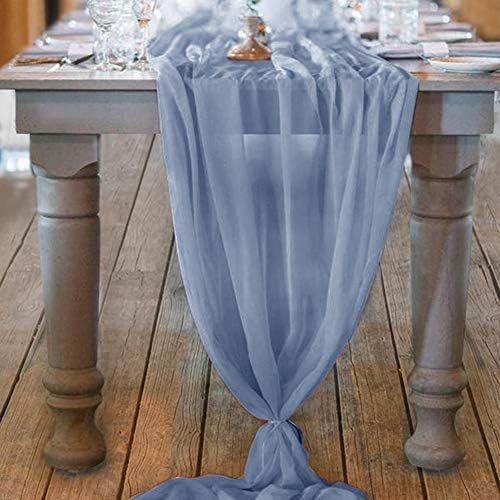 Socomi 10ft Dusty Blue Chiffon Table Runner 29x120 Inches Romantic Wedding Runner Sheer Bridal Pa... | Amazon (US)