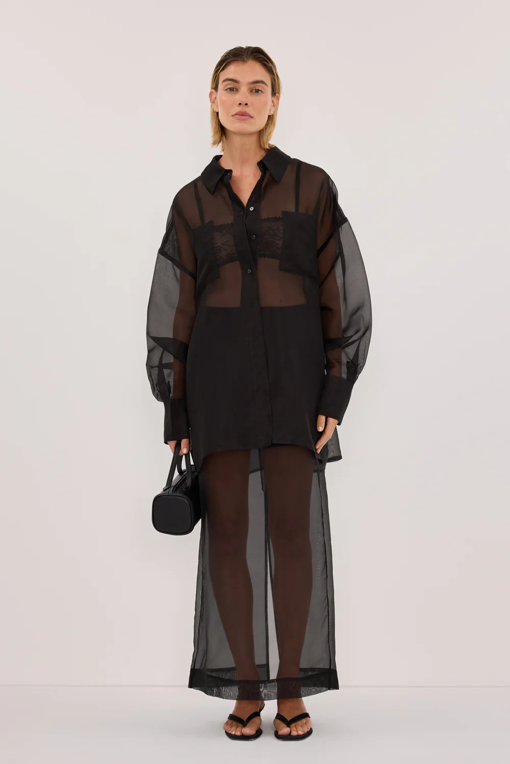 SIAN BLACK ORGANZA SHIRT | DISSH