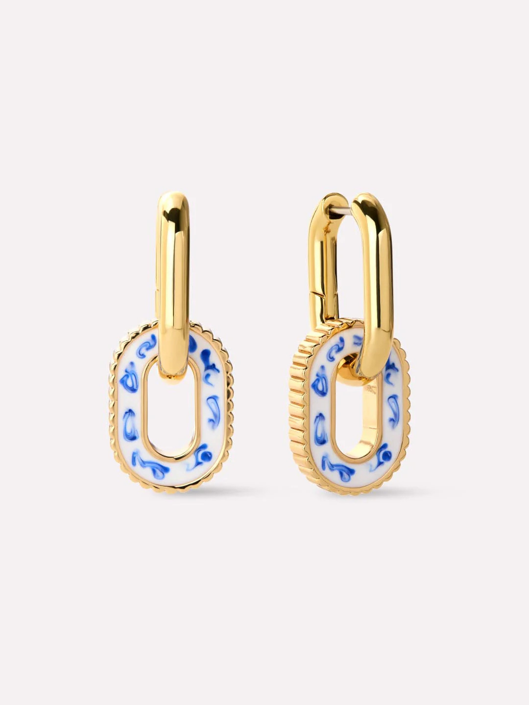 Double Hoop Earrings - Ash Double Marble Blue | Ana Luisa