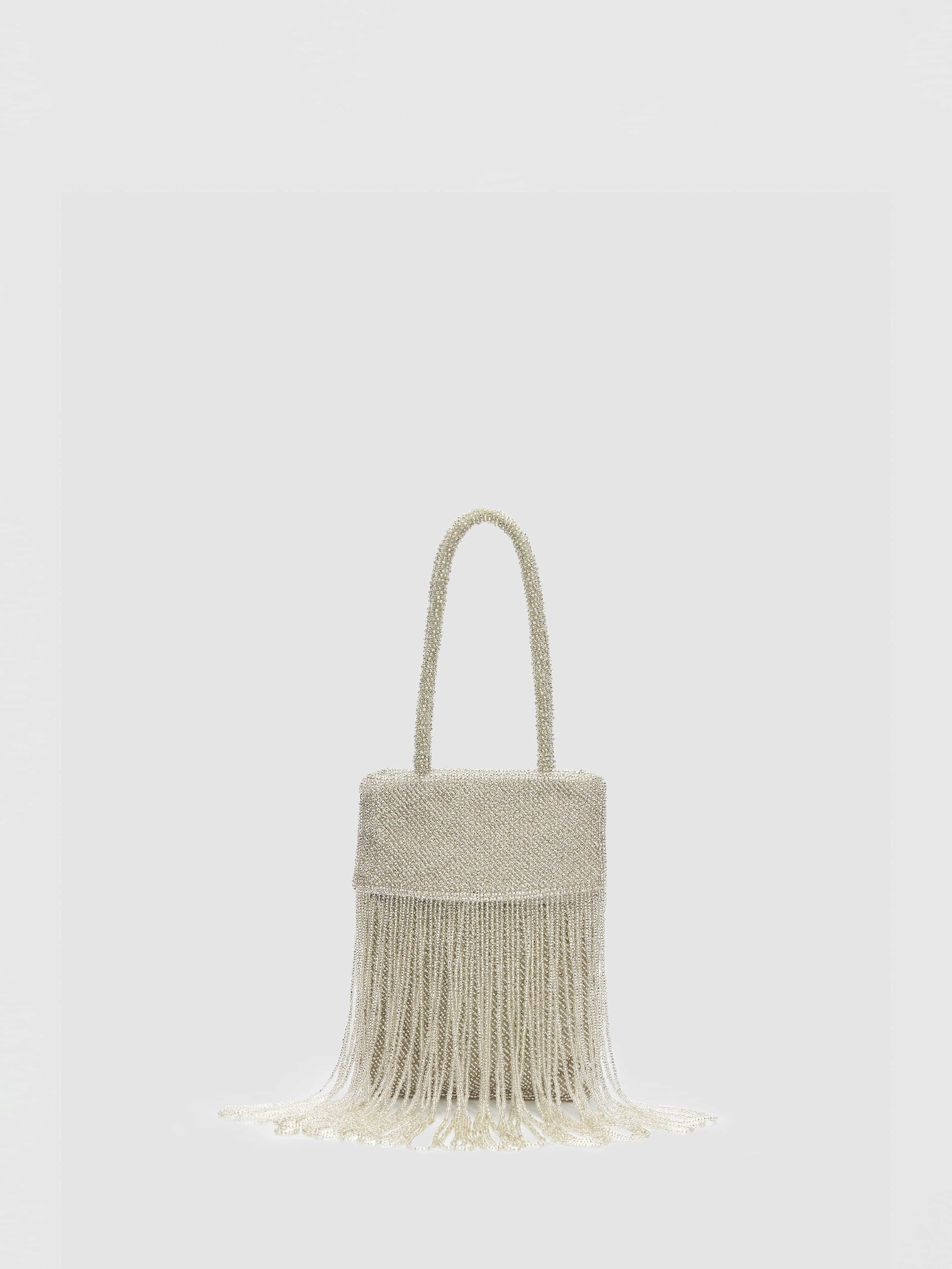 Reformation Valentina Mini Beaded Bag Silver Beaded | Reformation (Global)
