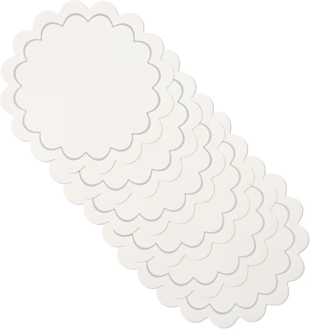 Kate Spade New York Scallop Edge Round Reversible Placemats 6-Pack Set, Imitation Leather with Me... | Amazon (US)