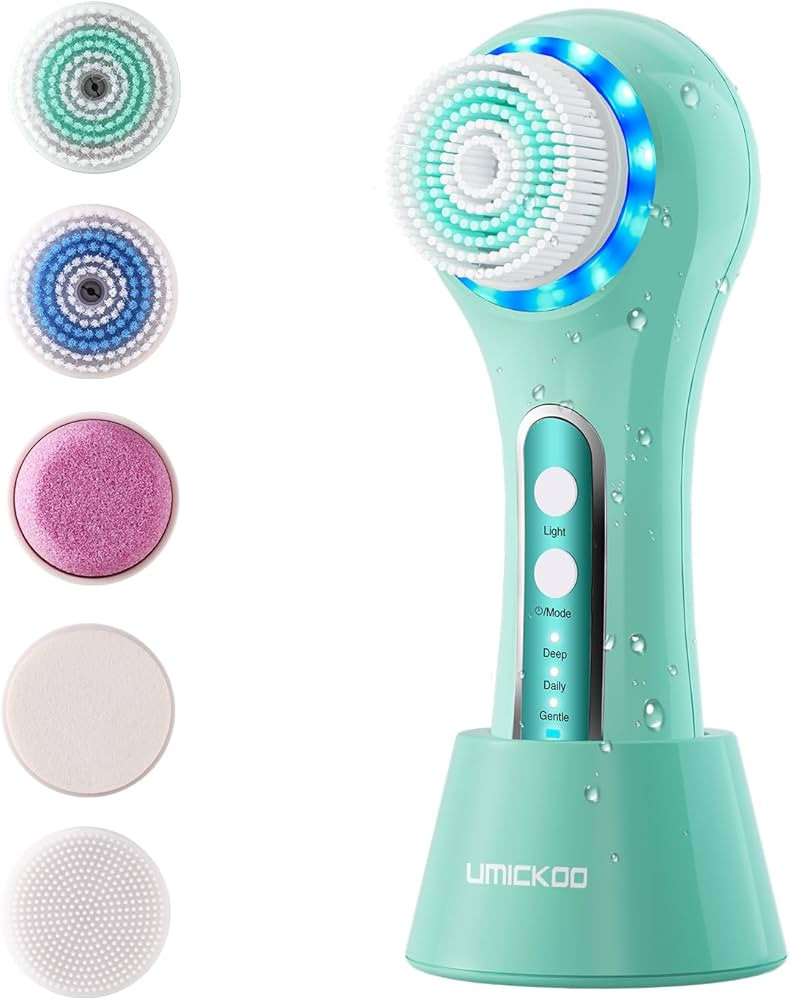 Face Scrubber Exfoliator,Facial Cleansing Brush Rechargeable IPX7 Waterproof with 5 Brush Heads,E... | Amazon (US)