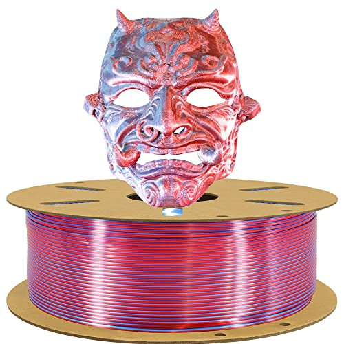 TTYT3D Silk Dual Color in 1 Coextrusion PLA 3D Printing Filament, 1.75mm 2 Color Silk PLA Printer Material, 1KG 2.2LBS, Widely Support for 3D Printers, Bicolor Dichromatic 2 Colors Silk Red & Blue | Amazon (US)