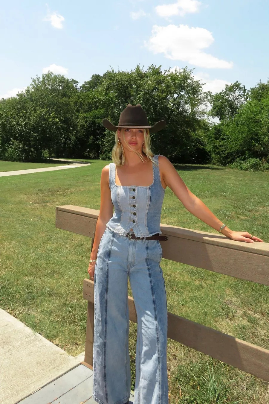 Colorblock Denim Strappy Corset Top | Nasty Gal US