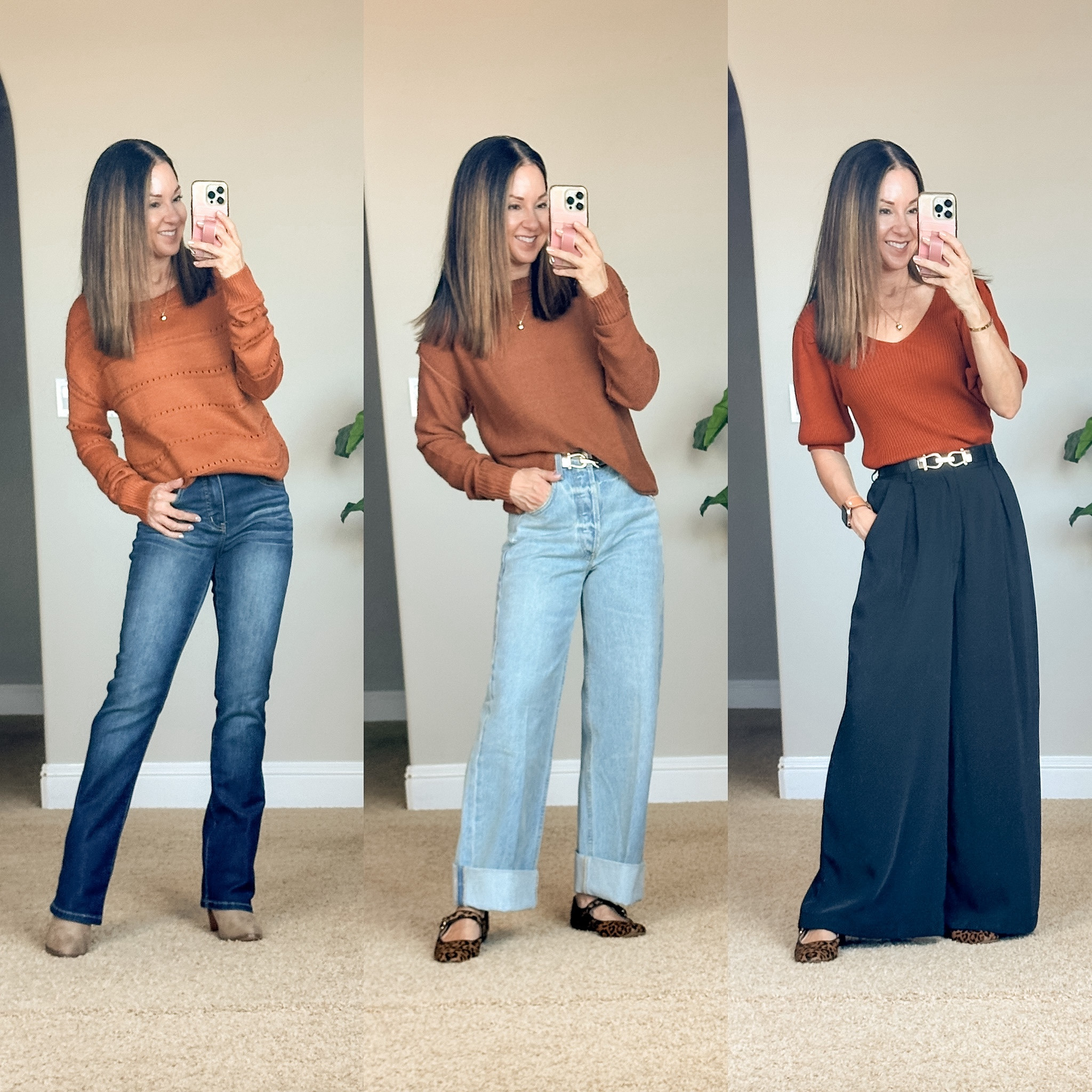 Fall Sweater Ideas

I am wearing size S in all sweaters. My trousers are size XS short, bootcut jeans 0 short, wide leg jeans 22 (I sized down 2 sizes). My leopard print flats and booties are -TTS !

Fall  leopard print  animal print  trousers  fall sweaters  fall fashion  women's fashion  trendy mom outfits  ageless  petite  petite friendly  casual outfit  everyday wear  EverydayHolly  
#LTKStyleTip

#LTKSeasonal