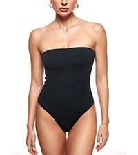 INLYRIC Women's Cloudsfit Sexy Strapless Bodysuit Thong Tube Top Off The Shoulder One Piece Leota... | Amazon (US)