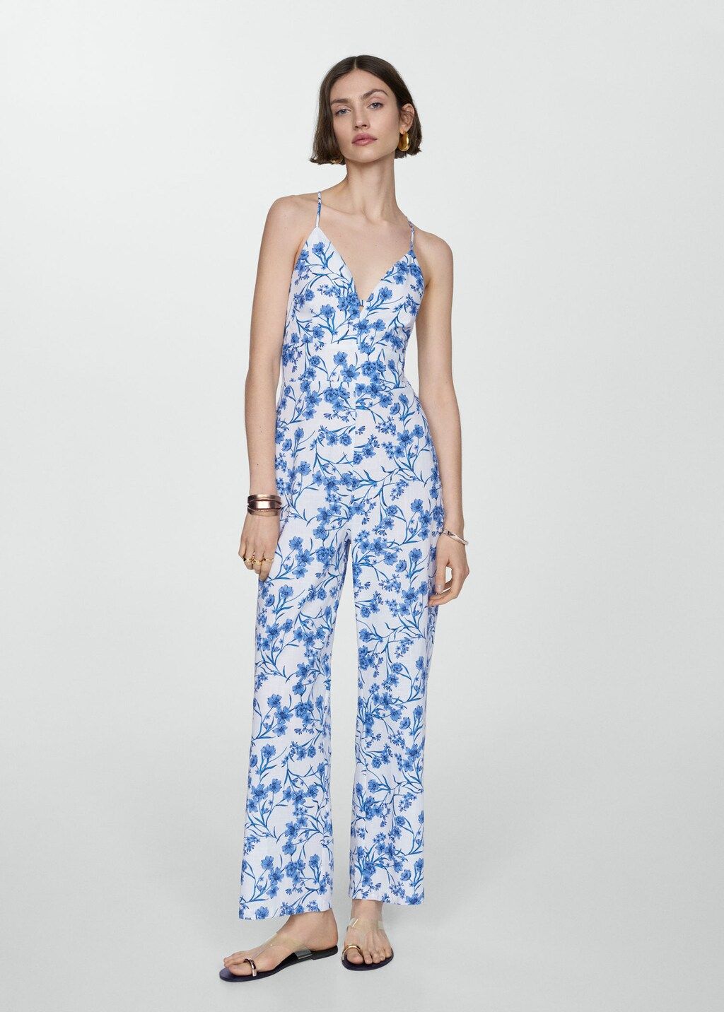 Floral print cotton jumpsuit -  Women | Mango USA | MANGO (US)