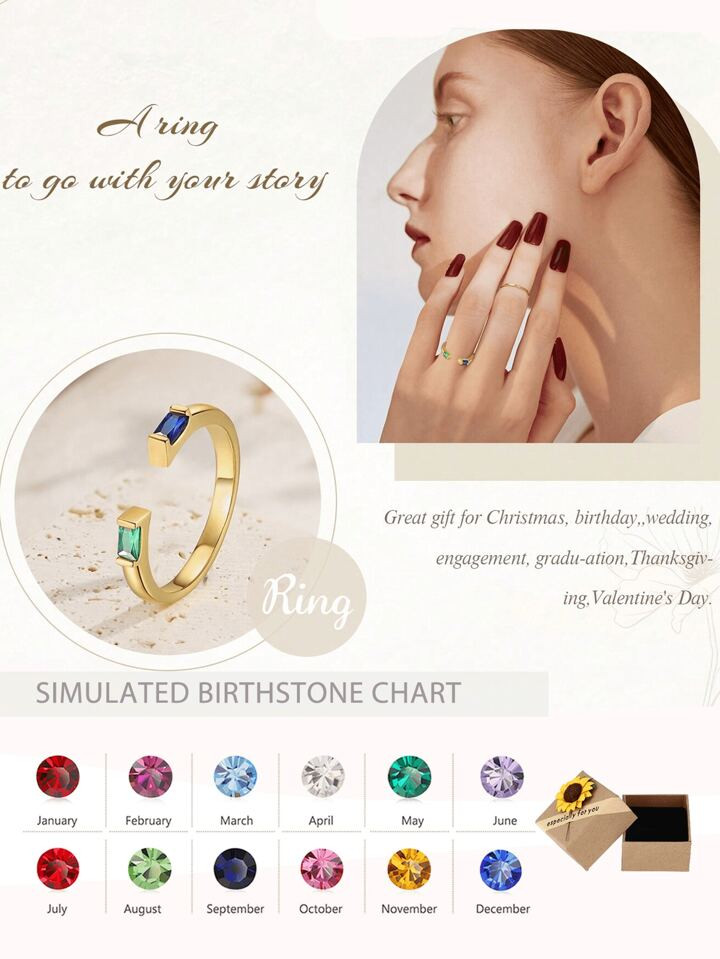 TrendsSquare Vermiculite Ring, Can Customize Gemstones, Jewelry Gifts, Anniversary Gift/Birthday/... | SHEIN