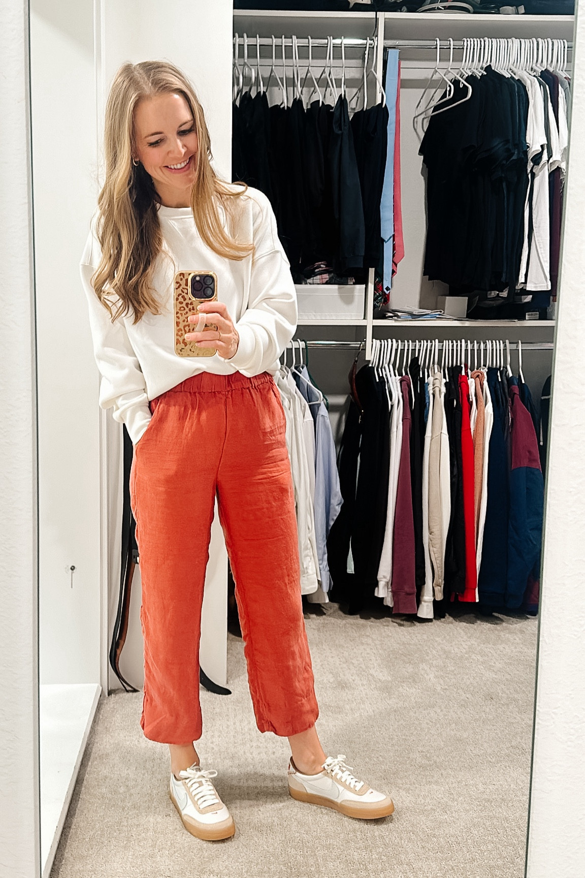 Family reunion day up in the mountains - it’s cool in the mornings and evenings so a sweatshirt is a must! This Spanx one is summer perfection 🤍 (my code is JANSSENXSPANX)

Pants are everlane from thredup but I’ve linked similar pairs at various price points 