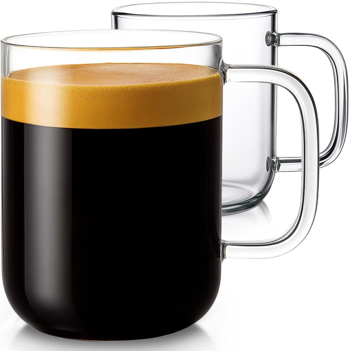 Aquach Glass Mugs 20 oz Set of 2, Extra Large Clear Glass Cup with Handle for Hot/Cold Coffee Tea... | Amazon (US)