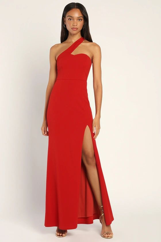 Your Majesty Red Asymmetrical Mermaid Maxi Dress | Lulus (US)