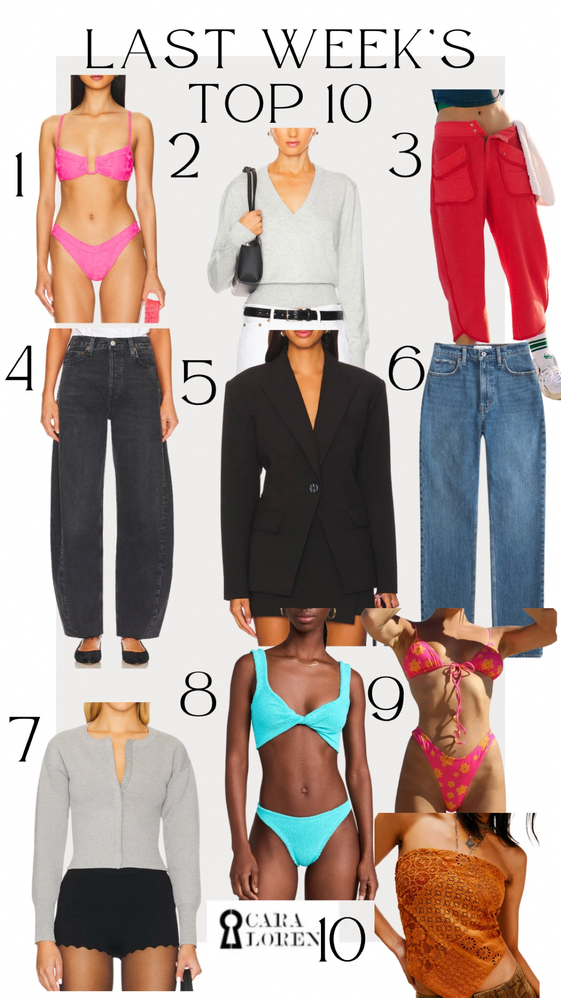 Last weeks best sellers!

1. Cutie swim top. I wear a small in the top and bottom
2. I constantly am reaching for this sweater! It’s a staple
3. I have so many colors in these pants and have been wearing for years. A must! I wear xs
4. I love these jeans! They’re the perfect amount of barrel jean without being too much
5. Stunning blazer
6. These jeans are so good and such a good price point 👌🏻
7. This cardigan is so versatile! You can dress it up or down. I love it!! Wearing xs
8. Love this suit! And it’s on sale!!
9. The cutest swimsuit and literally $8! I’m shocked at how good it is too
10. Cutest bandana top! I wear xs


#LTKSwim #LTKFindsUnder100 #LTKStyleTip