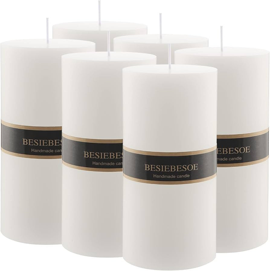 3" x 8"Pillar Candles Set of 3 White Unscented Handpoured Weddings, Home Decoration, Restaurants,... | Amazon (US)