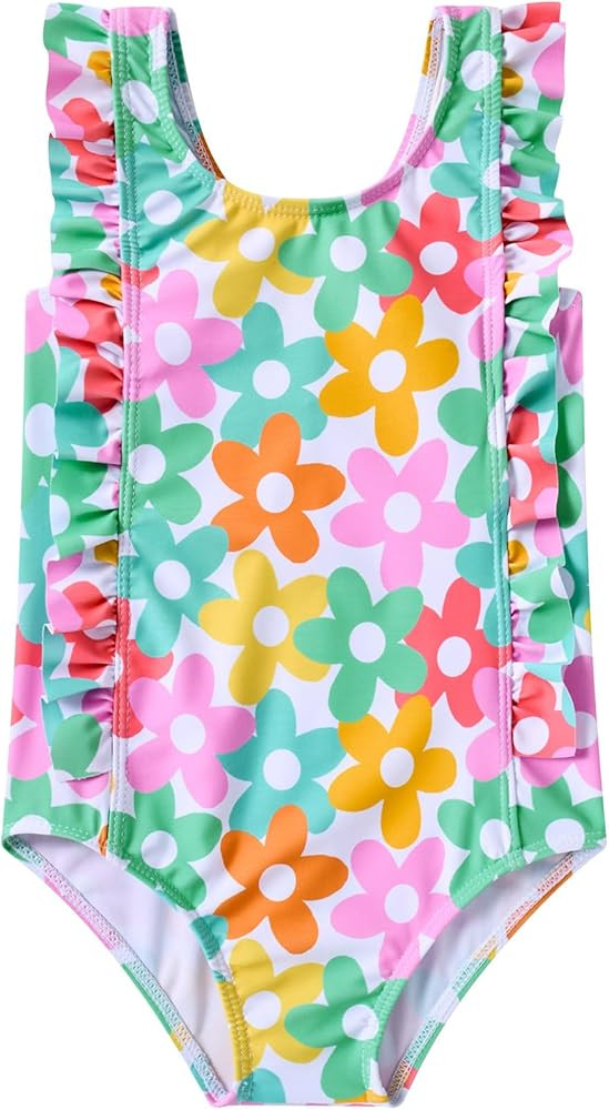 RAISEVERN Baby Girls Swimsuit Ruffles Bathing Suits Cute Beach Sport Swimming Backless Summer One... | Amazon (US)